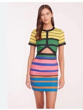 NWOT STAUD Striped Multicolor Cutout dress
